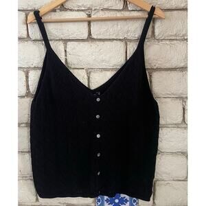 Talent Black Knit Cami Top - V-Neck Spaghetti Strap Plus Size Size 2XL